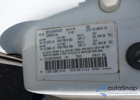 2003 Dodge Dakota Sport/Sxt z USA, uszkodzony, nr VIN 1D7HL38X23S220042